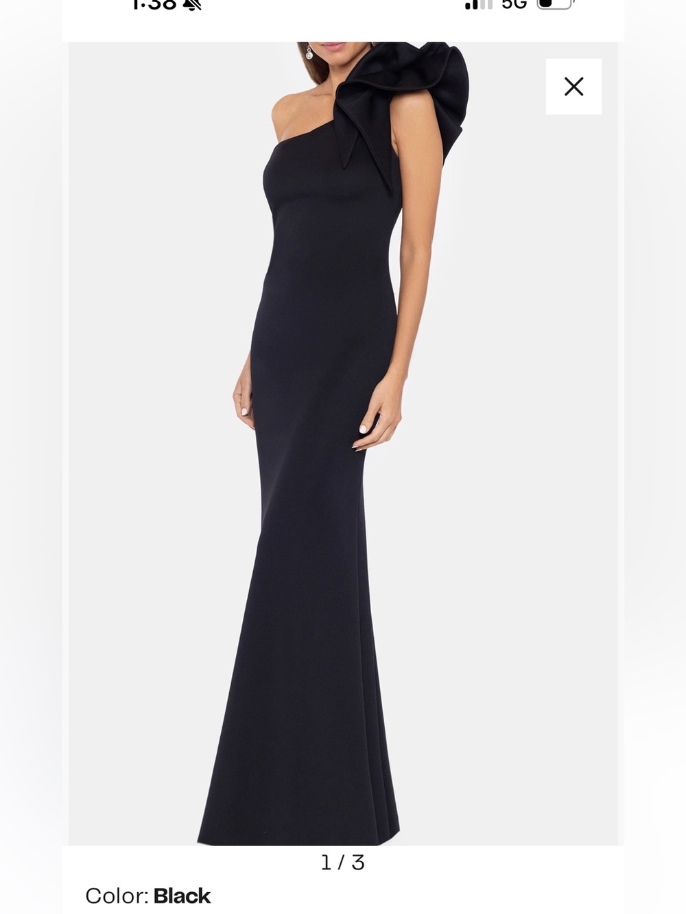 Black One-Shoulder Maxi Skirt Gown with Statement Bow
